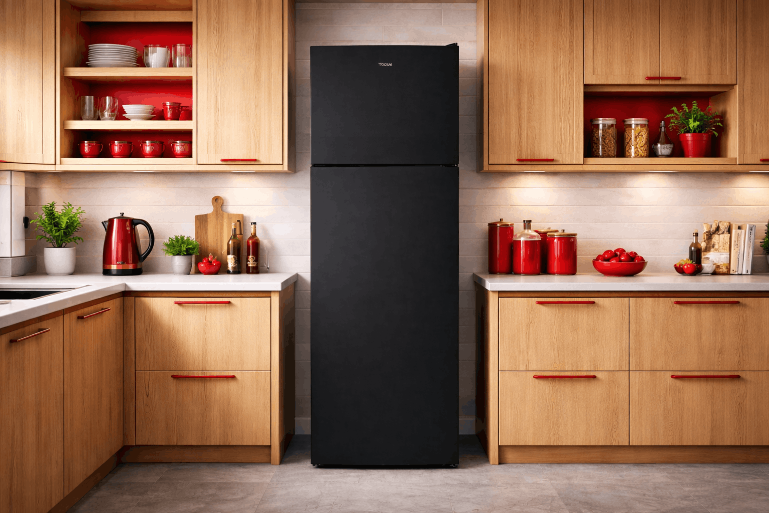 REFRIGERATEUR 2 PORTES LESS FROST 313L NOIR 60CM FOCUS